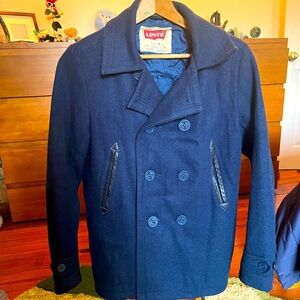 Men’s Levi’s Wool Double Breasted Pea Coat - Navy, Small